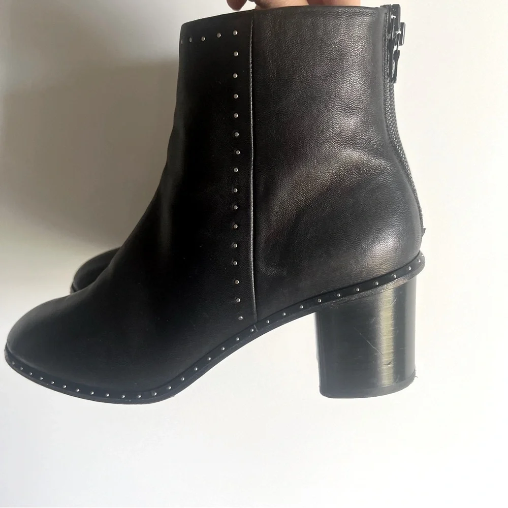 Rag & Bone Willow Studded Black Leather Ankle Boot Size 40